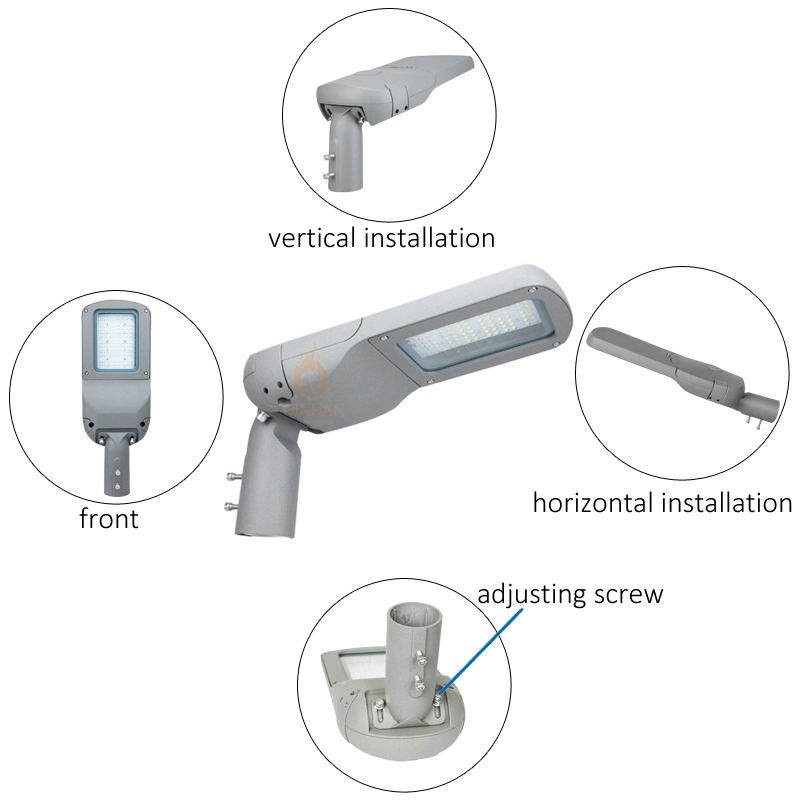 Adjustable 150lm/W IP66 Outdoor Lighting Smart Photocell Energy Saving 60W LED Garden Road Street Light Fixture