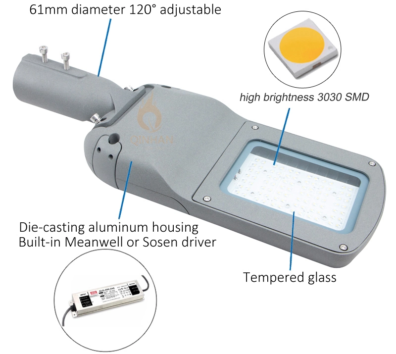 Adjustable 150lm/W IP66 Outdoor Lighting Smart Photocell Energy Saving 60W LED Garden Road Street Light Fixture