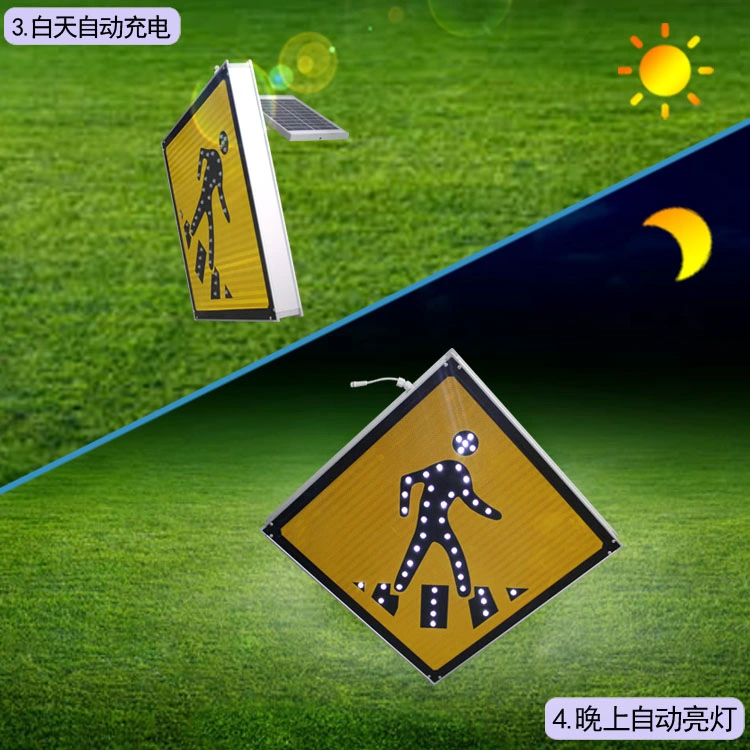 Solar Traffic Road Street Indicator Road Zebra Crossing Footwalk Side Pavement Direction Sign